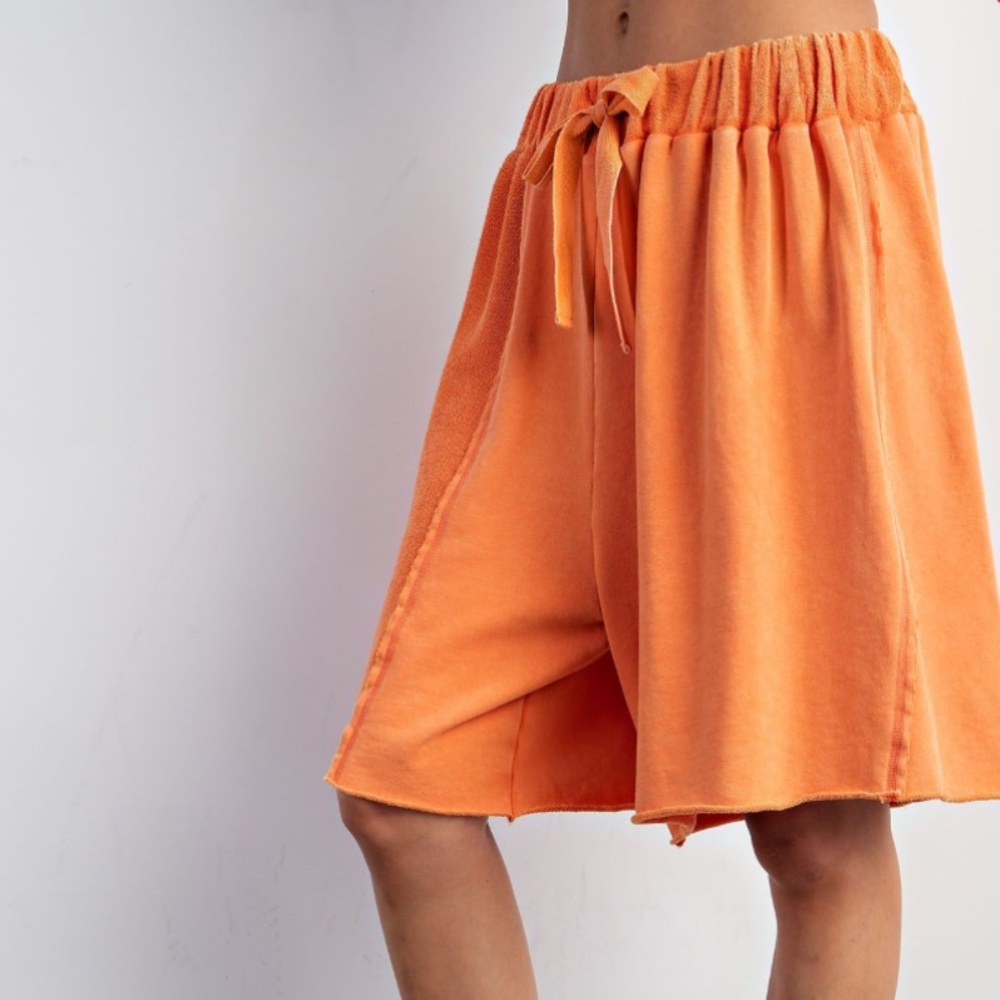 easel Orange Terry Cloth Drawstring Lounge Shorts